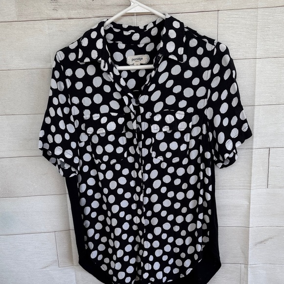 Anthropologie Porridge Black and White Polka Dot Blouse size Small - Picture 2 of 5